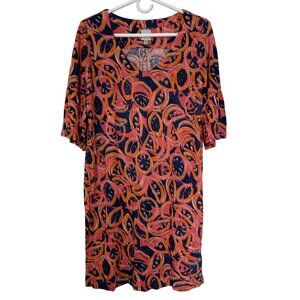Nic + Zoe Linen Modal Fruit Toss Print Sheath Short Dress Size M Flounce Sleeve